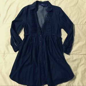 Denim Button-Up Dress/Tunic/Long Shirt